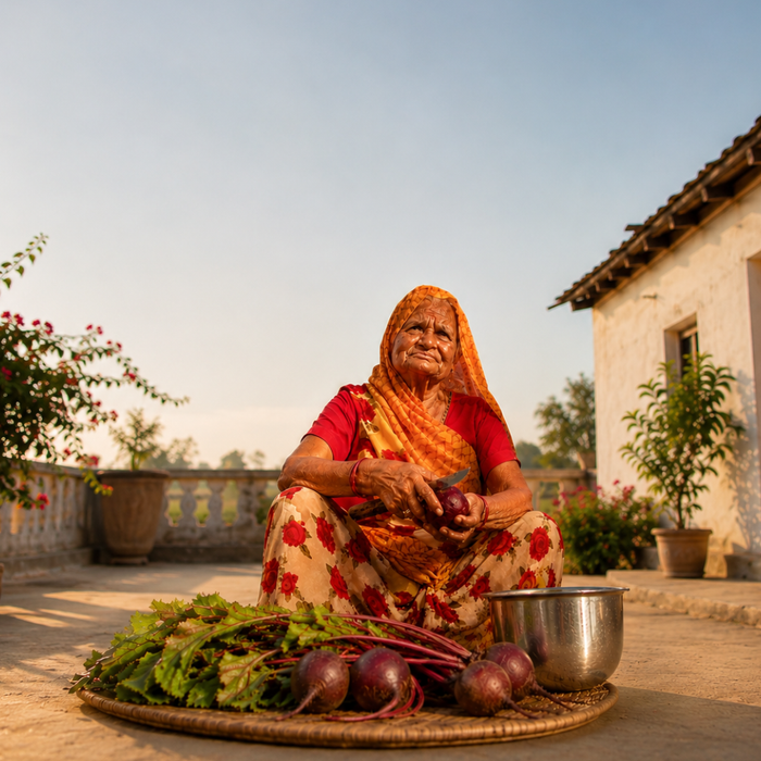 lady creating beet
